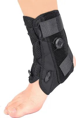 Immagine prodotto di INF Tutore per caviglia regolabile Right-Twist Dial – Supporto a compressione con piastra in alluminio e cavo in acciaio L