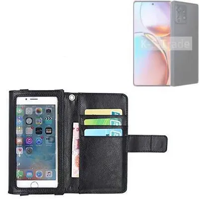 Produktbild von K-S-Trade Handy Hülle Schutz Hülle Kompatibel mit Motorola Edge 2023 Case mit Displayschutz / Schutzfolie Flip Cover Wallet case Etui Hülle schwarz