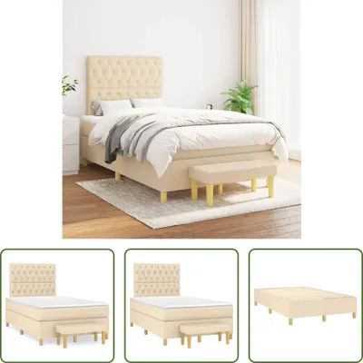 Produktbild von The Living Store Boxspringbett mit Matratze Creme 120x200 cm Stoff
