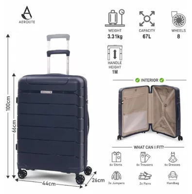 Immagine prodotto di Valigia in plastica AEROLITE T-155 M - blu scuro