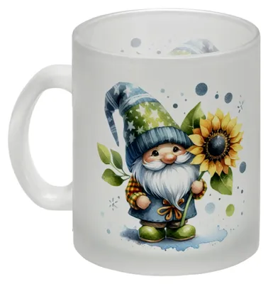 Produktbild von Gartenzwerg mit Sonnenblume - Gartenfigur mit Tasse im Zwergendesign