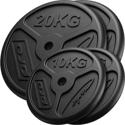 Image de Marbo Sport Ensemble de 60 kg de disques d'haltères Slim en fonte Poids en fonte avec perçage de ø30/31 mm / 2 x 20 kg + 2 x 10 kg