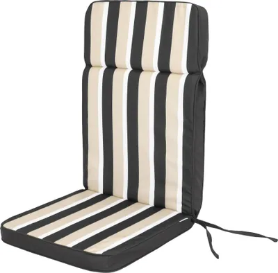 Produktbild von Bjird Stuhlauflage Hochlehner Gartenstuhl Base HL Sitzkissen, Bequeme Kissen, Gartenkissen Polster Liege Sesel Stühl Gartenstühl - Eliza - 119 x 49 x 5 cm - Graphit mit Beigen Streifen