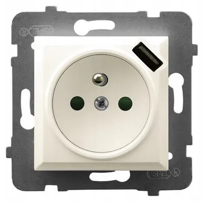 Produktbild von OSPEL ARIA GP-1UZPUSB/m/27 Einzelsteckdose mit Schutzkontakt und USB