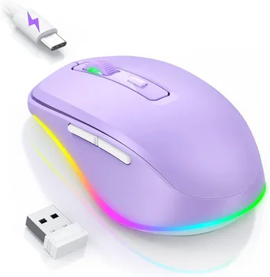 Produktbild von seenda Kabellose Maus LED, Wiederaufladbar Maus Kabellos mit Maus Jiggler, Leise 2.4G USB Funkmaus für Laptop, Computer Wireless Mouse Beleuchtet