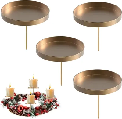Produktbild von Adventskranz Kerzenhalter,8cm Bronze Adventskerzenhalter Metall Kerzenleuchter 4 Stš¹ck, fš¹r Adventskranz Weihnachten Kerzenteller Mit Dorn