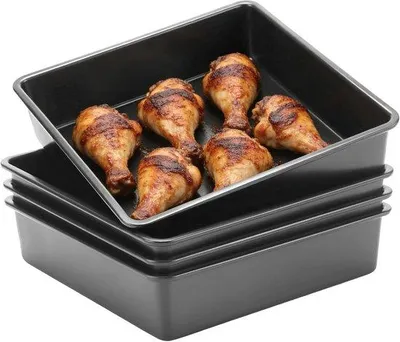 Productafbeelding van KEILEOHO 4 stuks bakvorm vierkant 20 x 20 cm, bakvorm van koolstofstaal, cakevorm rechthoekig voor cake en toast