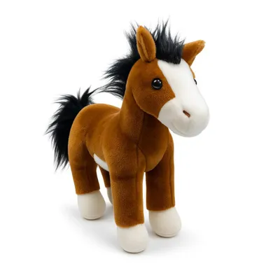 Produktbild von Kuscheltier Pferd 37 cm braun-weiß-schwarz – Weiches Plüschtier, Stofftier
