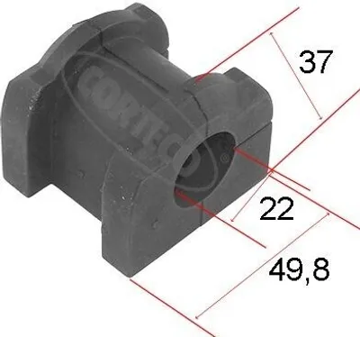 Produktbild von CORTECO 49363593 Lagerung Stabilisator Stabigummi Vorne für MITSUBISHI ASX (GAW) OUTLANDER III (GGW, GFW, ZJ) Outlander II SUV (CWW) ASX (GA)