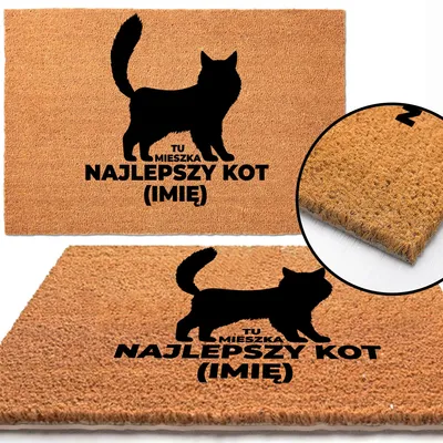 Image de TabPrint Paillasson Coco 60x40 cm Chat "Un Chat Vit Ici"