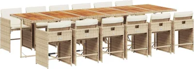 Produktbild von vidaXL 13-tlg. Garten-Essgruppe mit Kissen Beige Poly Rattan