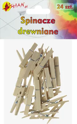 Zdjęcie produktu dla Spinacze drewniane klamerki naturalne 4.5 cm 24 szt Shan SS05
