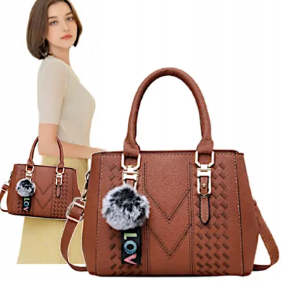 Produktbild von Elegante Damen Henkeltasche aus Kunstleder - Braun - Mit Schulterriemen