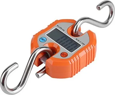 Productafbeelding van ELEKTRONICA: Elektronische bagageschaal, veerschaal, digitaal, draagbaar, met LCD-display, haak, 150 kg, 300 lbs, oranje