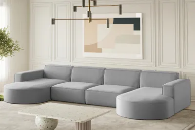 Produktbild von Wohnlandschaft U-Form Sofa PALMA XL in Stoff Opera Velvet Grau