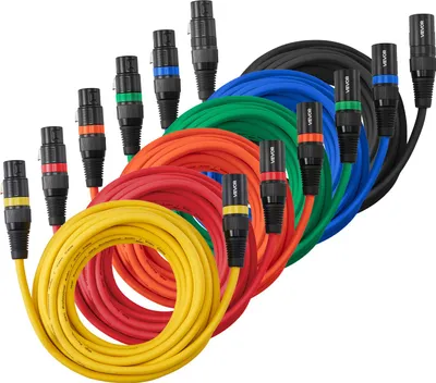 Immagine prodotto di VEVOR Cavo XLR da 6,1 m, confezione da 6, cavo microfonico DMX bilanciato (da maschio a femmina), cavo per altoparlanti microfonici XLR a 3 pin placcato in oro, per luci di scena, microfoni, amplificatori, console di mixaggio