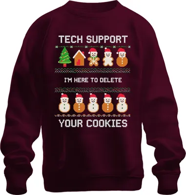 Obrázok produktu pre TECH SUPPORT I'M HERE TO DELETE Weihnachten IT Admin Geek Nerd Uni mikina, bordová, M