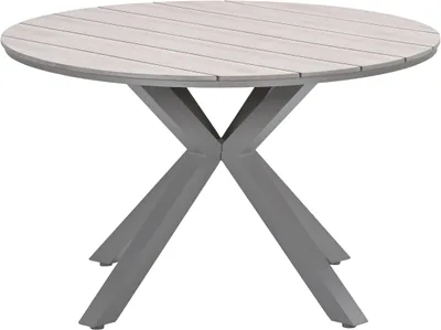 Produktbild von Garden Impressions Gartentisch Edison, Vironwood, helles Teakholz, rund, Ø122 x H75 cm, taupe, robuste Pulverbeschichtung