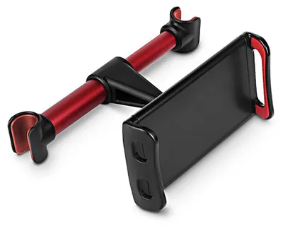 Obrázek produktu pro Držák do auta na opěrku hlavy, otočný o 360 stupňů, pro tablet nebo telefon, červený. Slouží k upevnění na zadní sedadlo