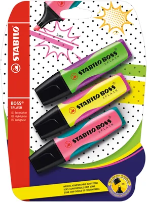 Produktbild von Textmarker - STABILO BOSS SPLASH - 3er Pack - gelb, grün, pink
