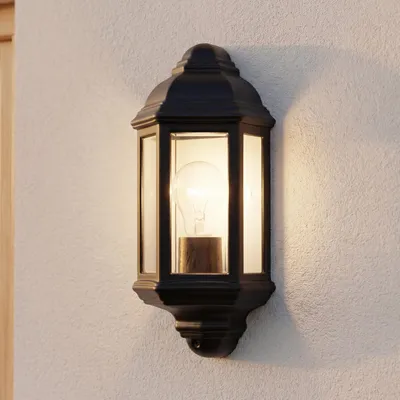 Produktbild von Außenwandleuchte Maritim "Outdoor & Porch" Schwarz Aluminium Glas Wandlampe Balkon Terrasse Garten