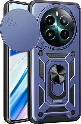 Produktbild von Hülle für Realme 12+ Magnetische Ring Ständer Halter Dia Kameraschutz TPU Bumper Silikon Schutzhülle Blau