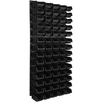 Obrázek produktu pro Nástěnný panel na nářadí 57,6 x 117 cm s 70  ks. Krabice závěsný Černé Boxy Skladovací systém