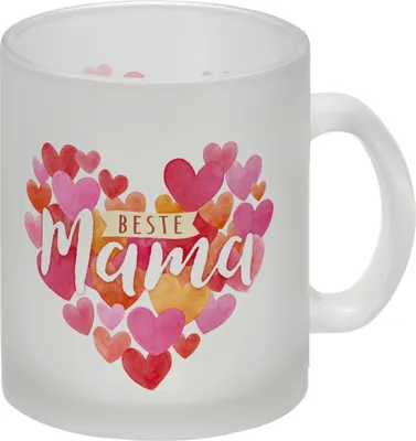 Produktbild von Herzen Glas Tasse mit Spruch Beste Mama