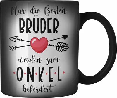 Produktbild von Trendation - Du Wirst Onkel Farbwechsel Zauber-Tasse 2023 Verkündung Schwangerschaft Überraschung Baby Ankündigung Onkel (Schwarz)