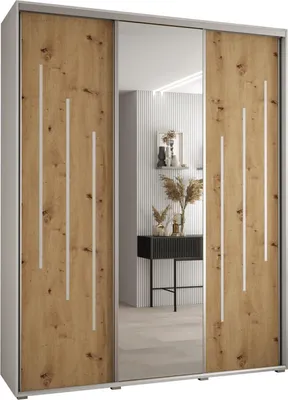 Produktbild von MEBLE KRYSPOL Davos 9 Schrank, drei Türen - 235,2x200x60 cm - Weiß Artisan Silber