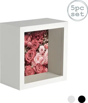 Produktbild von Nicola Spring 5 Stück Box Photo Frame Set - 4 x 4 Quadrat-Acrylrahmen - Weiß