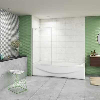 Produktbild von 75x140cm 6mm Badewannenaufsatz ESG Nano Glas Duschwand Duschtrennwand auf Badewanne Glaswand