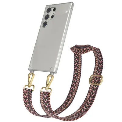 Produktbild von EAZY CASE Handykette - Verstellbarer Trageriemen kompatibel mit Samsung Galaxy S24 Ultra, Handykordel mit transparenter Silikon-Hülle, Band in Lila