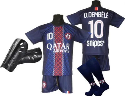 Produktbild von DEMBELE Kinder-Fußballset + Stutzen + Schienbeinschoner - Größe 128