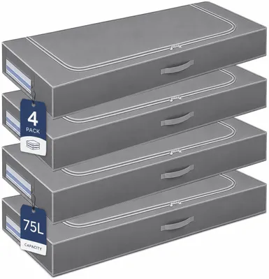Produktbild von Unterbettkommode 4er Set Unterbett Aufbewahrungsbox Klamotten 75L 105x45x16cm