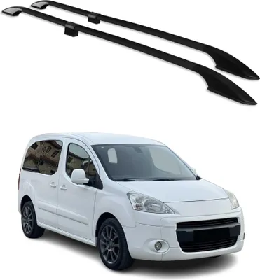 Image de Barres de toit longitudinales pour Peugeot Partner Tepee 2008-18 L1 Alu Noir 2x