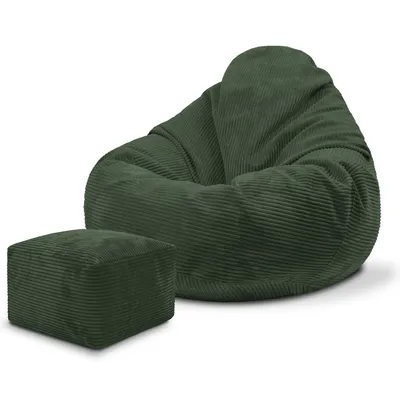 Produktbild von Dreamroots Bean Bag 70x70x70 cm Sitzsack Kinder mit Lehne und Hocker und Bezug Sitzkissen Boden Chill Sack Sitzsack mit Füllung, Forest Symphony
