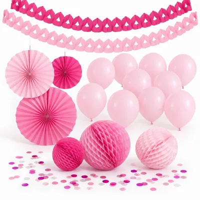 Produktbild von Rosa Party Deko Set Geburtstag Kindergeburtstag pink