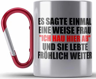 Produktbild von Trendation - Jobwechsel Edelstahl Tasse Karabiner Geschenk Kollegin Lustig Abschiedsgeschenk Sprüche - Ich Hau Hier Ab (Rot)