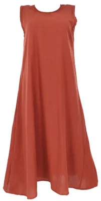 Produktbild von Natürliches Boho Sommerkleid, Langes Baumwollkleid - Rostorange, Damen, Baumwolle, Größe: S