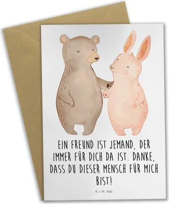 Produktbild von Mr. & Mrs. Panda Glückwunschkarte Freund fürs Leben - Weiß - Geschenk, Danke, Bedanken, glückwunschkarten, Dankbarkeit, weihnachtskarten, hochzeitskarten, Grußkarten