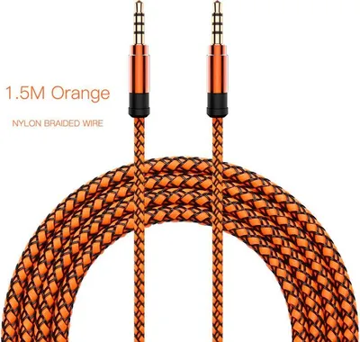 Produktbild von AUX Kabel 3,5mm auf Klinken Stecker für Auto iPhone MP3 Handy 1,5m 4-pol ORANGE