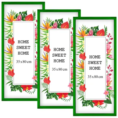 Produktbild von MG Design Set aus 3 Grün Bilderrahmen 35 x 80 cm - Aus echtem Holz mit Acrylglas, zum Aufhängen & Aufstellen, für Fotos, Poster & Puzzle