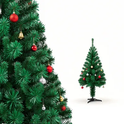 Zdjęcie produktu dla ROSEJANE, sztuczne drzewko świąteczne, kolor zielony, wysokość 120 cm, 180 gałęzi, wykonane z PVC, z metalowym stojakiem, łatwe w montażu