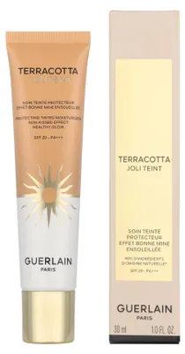 Imagen del producto de Guerlain Terracotta Joli Teint, tubo, base de maquillaje líquida, apta para todo tipo de piel, efecto de volumen, tono beige dorado