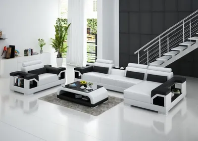 Immagine prodotto di Suite imbottita angolare + poltrona divano design divano in pelle seduta angolare