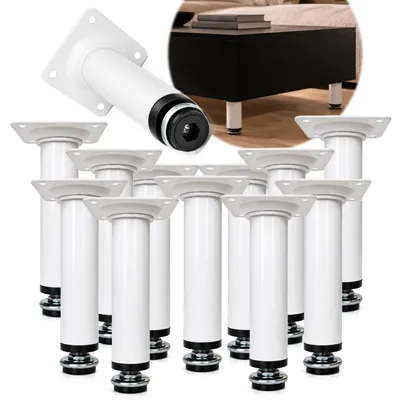 Produktbild von HOOZ® Möbelfüße Edelstahl Weiß Matt 200 mm 12er Set [HÖHENVERSTELLBAR] Möbelbeine Ø 30 mm – Schrankfüße für Kommode TV-Board & Regal – 35 kg pro Fuß