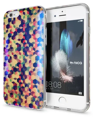 Immagine prodotto di Apple iPhone 6 6S Custodia del telefono cellulare 3D di NALIA Glitter Silicone Case Cover Pastel Cubes