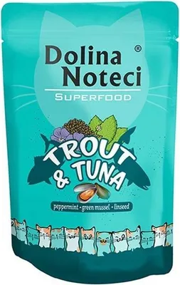 Zdjęcie produktu dla Dolina Noteci Superfood pstrąg i tuńczyk, Dorosły, Pstrąg, Tuńczyk, 85 g