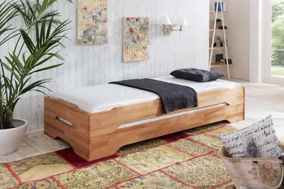 Produktbild von Stapelbetten mit Matratzen 100x200 Kernbuche 2 Stück Juist